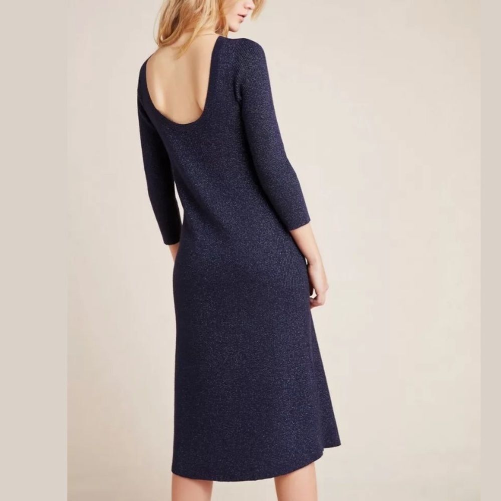NWT Anthropologie Selena Rib Lurex Sweater Dress - Picture 2 of 4